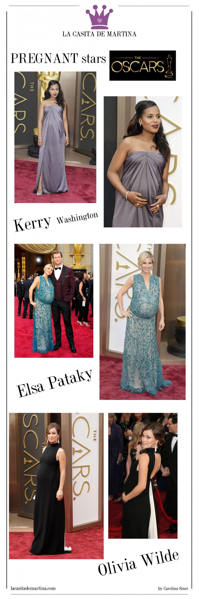 Kerry Washington, Olivia Wilde, Elsa Pataky, Oscar 2014,  Blog Moda Infantil,  Blog Moda Premamá