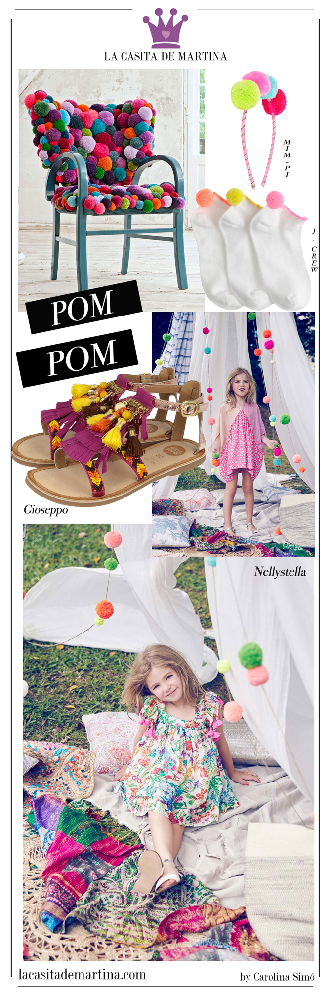 Sandalias de pompones, Blog de Moda Infantil, La casita de Martina, Carolina Simó