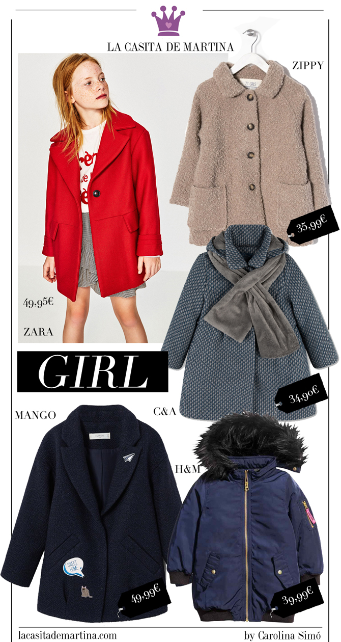 Blog de Moda Infantil, Abrigos infantiles, Zara kids, Mango kids, Hm, La casita de Martina