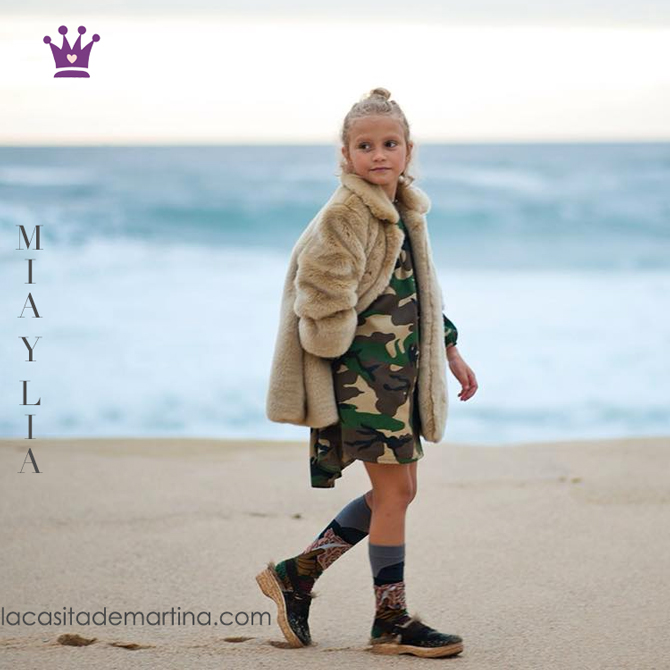 Blog moda infantil, vestido camuflaje, Mia y Lia, La casita de Martina