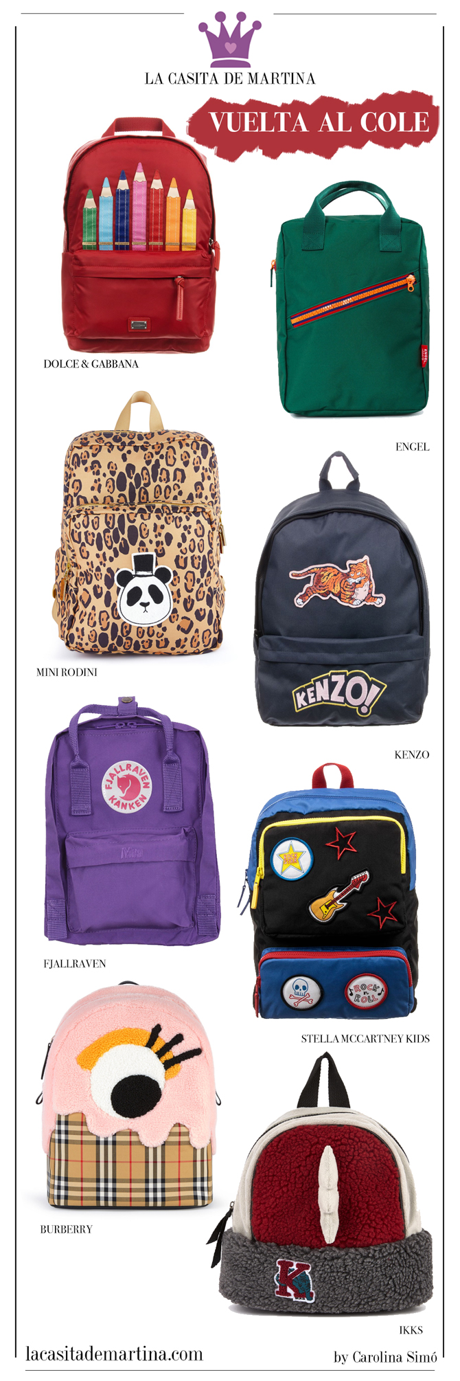 Mochilas infantiles, vuelta al cole, blog moda infantil, la casita de martina